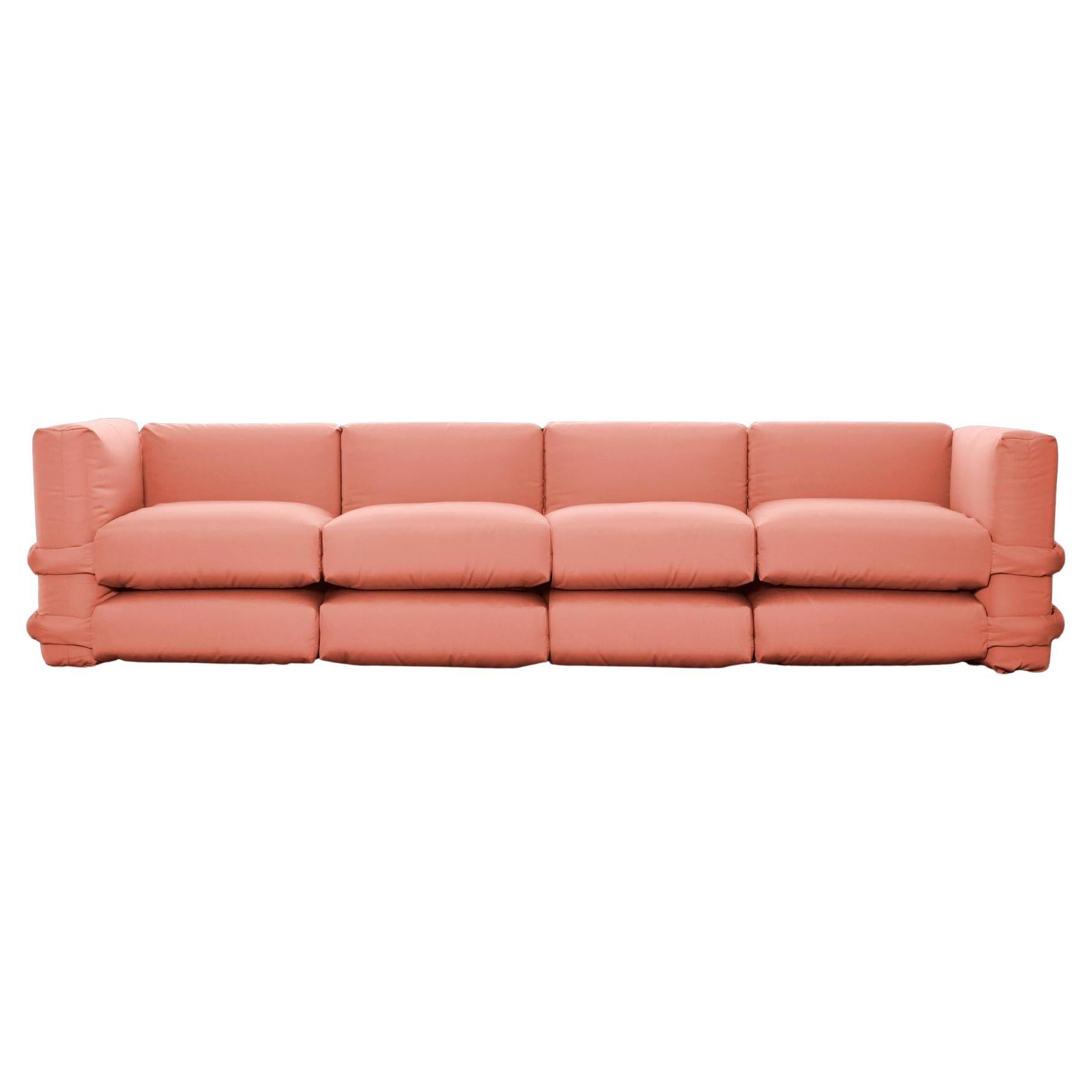 PILLOW SOFA BY Muller Van Severen, Baumwolle, rosa, viersitziges Sofa im Angebot