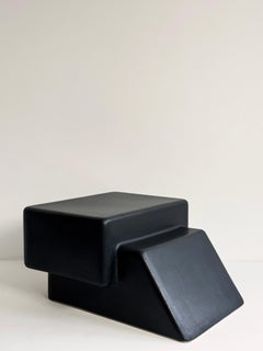 Pillow Table by Kalou Dubus, Sculptural Low Side Table, Matte Black Glazed