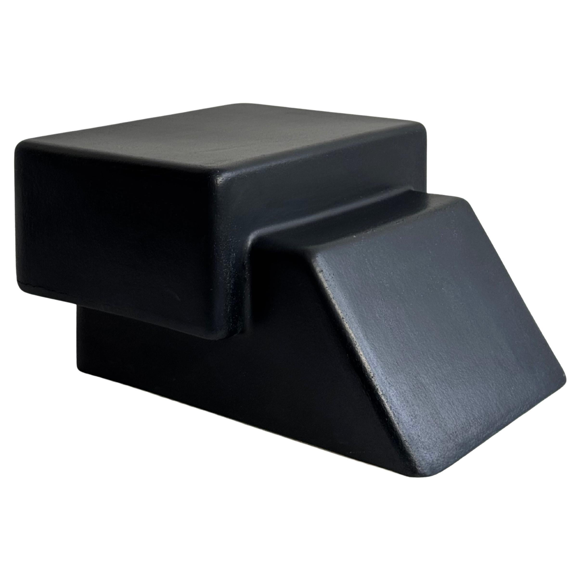 Pillow Table by Kalou Dubus, Sculptural Low Side Table, Matte Black Glazed