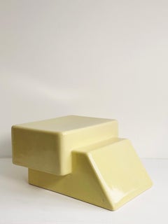 Pillow Table by Kalou Dubus, Sculptural Low Side Table, Yellow Glazed