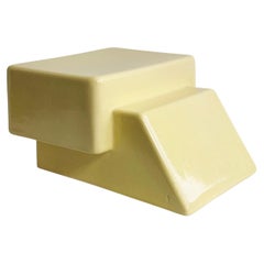 Pillow Table by Kalou Dubus, Sculptural Low Side Table, Yellow Glazed