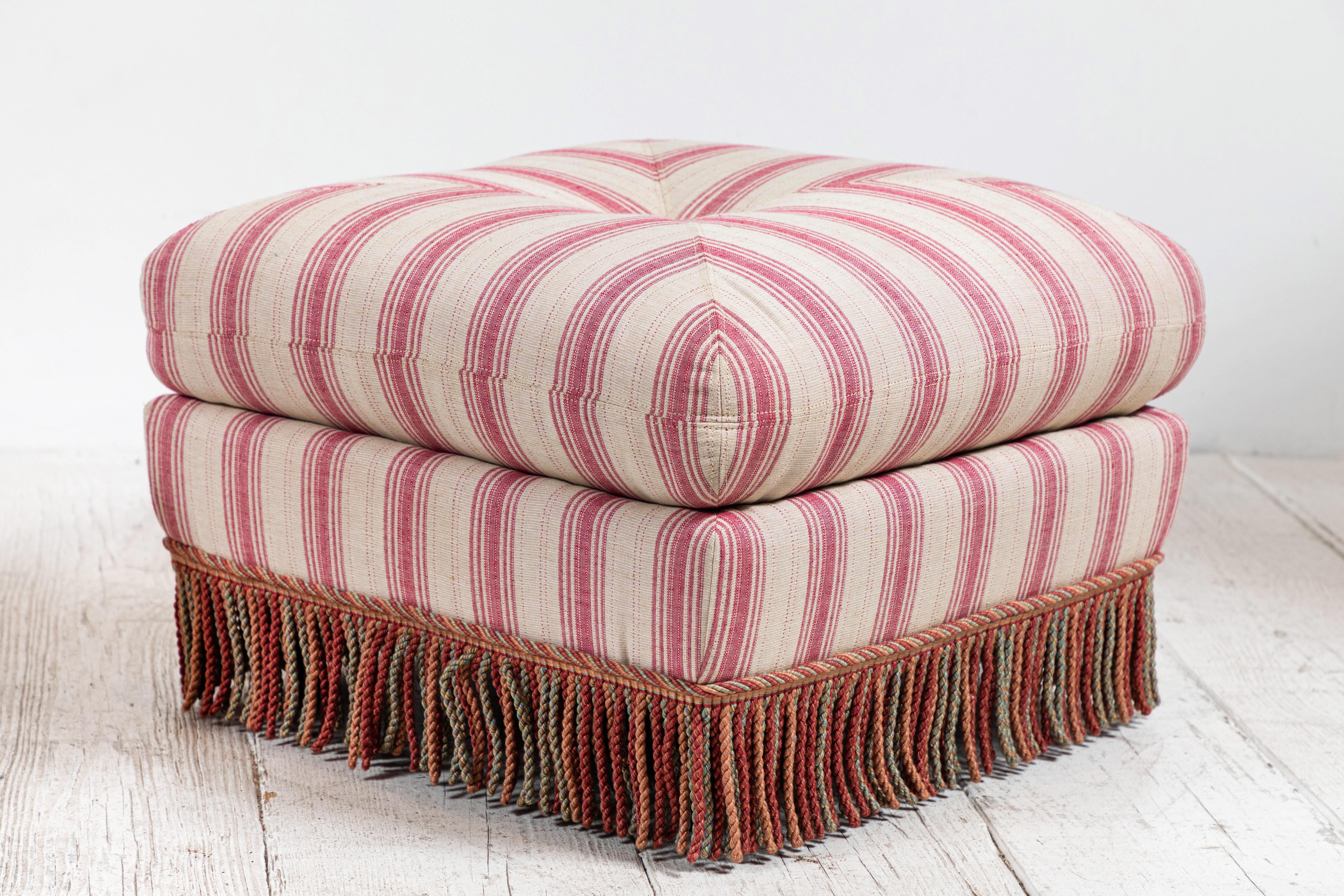 pink stripe ottoman