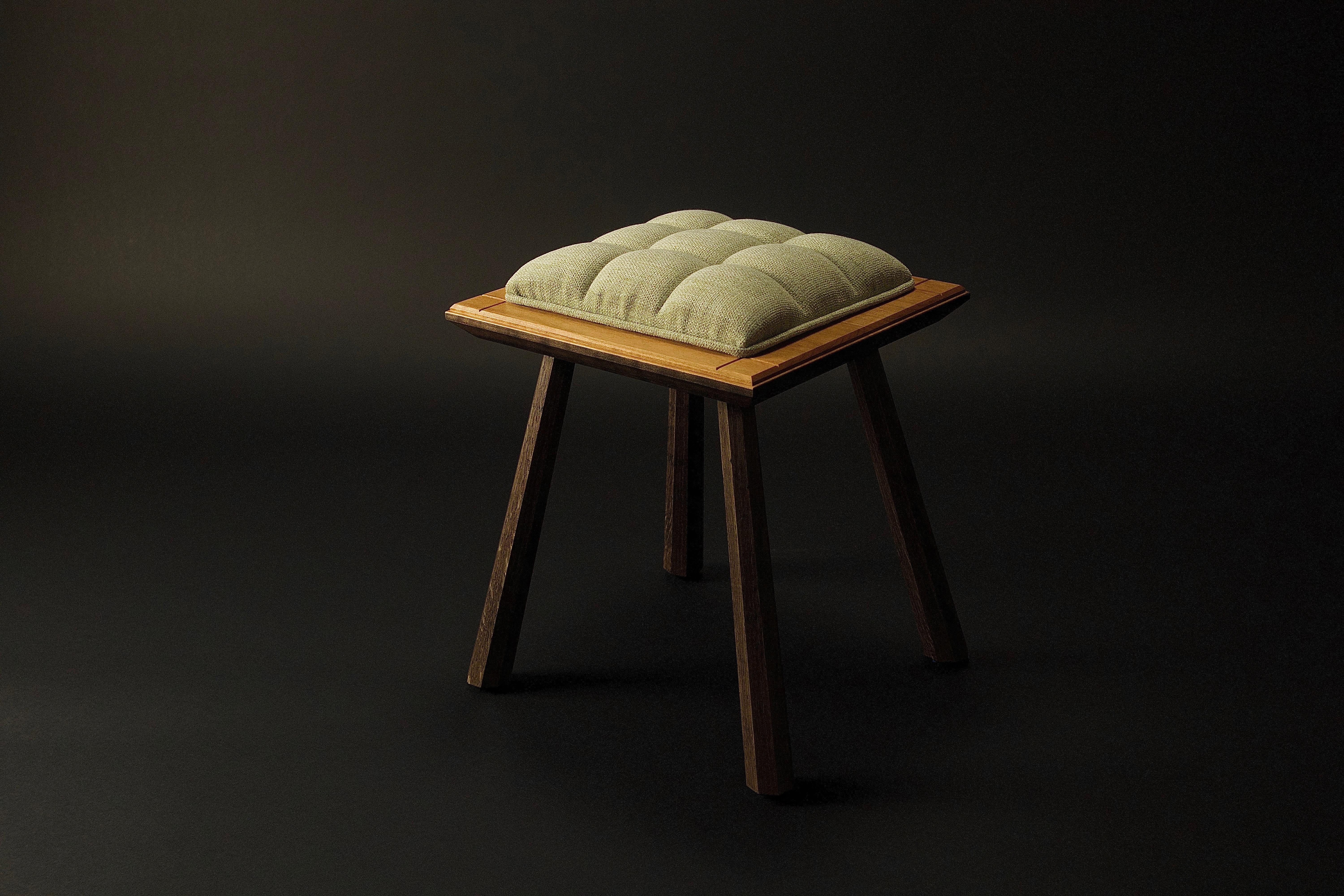Pillow Top Stool in Cherry & Ebonized Oak  In New Condition For Sale In Edmonton, CA