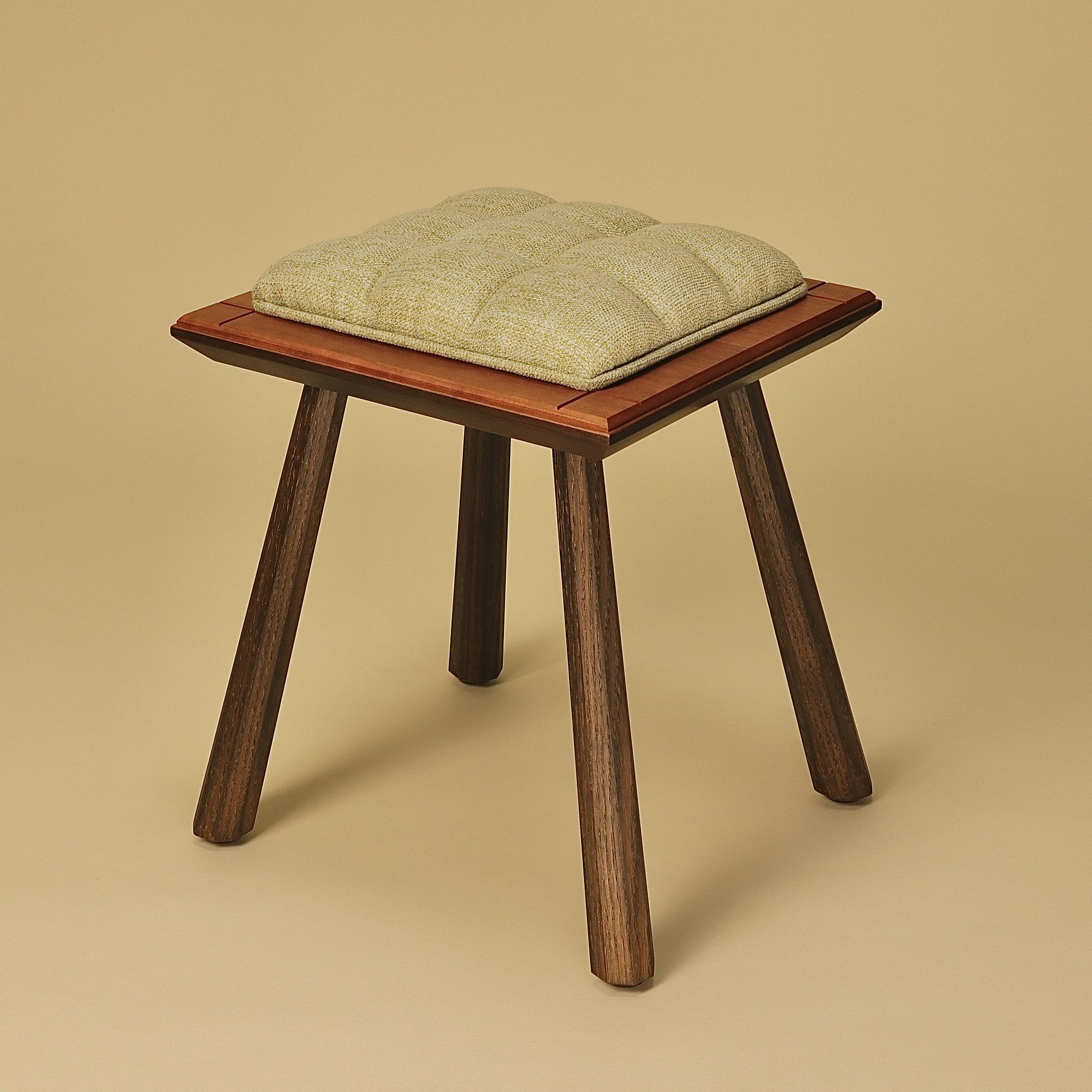 Arts and Crafts Pillow Top Stool in Cherry & Ebonized Oak  For Sale