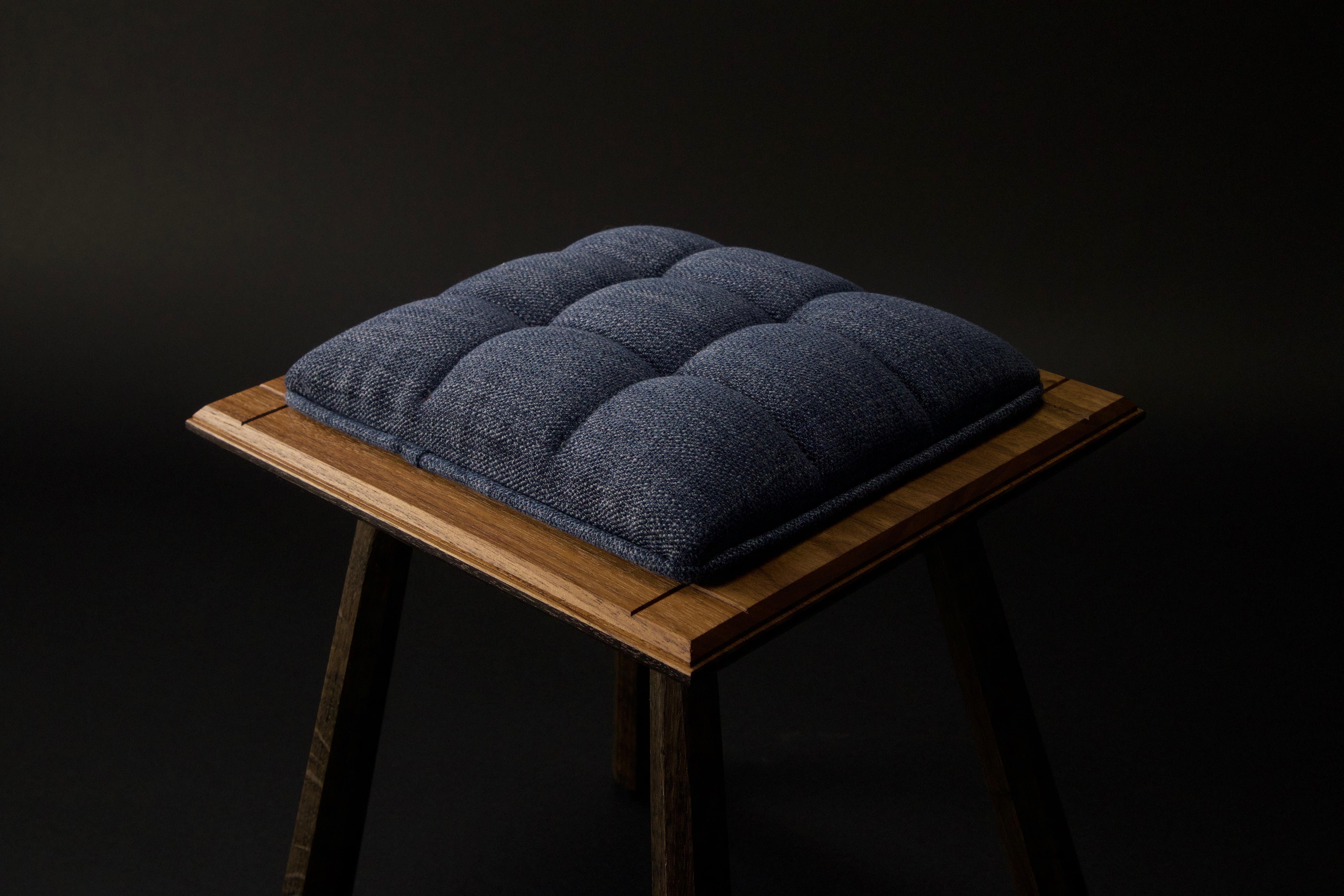 Arts and Crafts Pillow Top Stool in Walnut & Ebonized Oak  For Sale