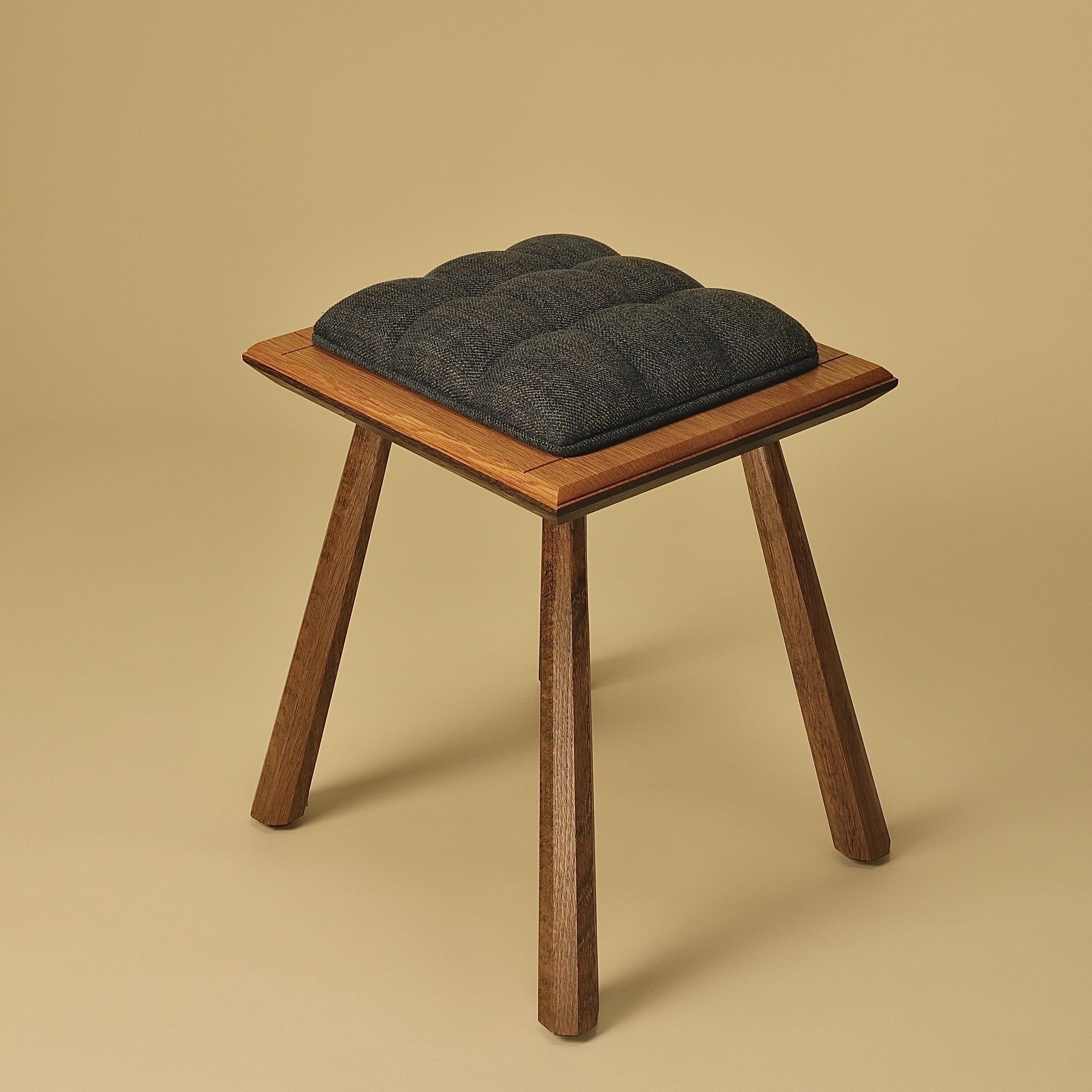 Canadian Pillow Top Stool in Natural & Ebonized Oak  For Sale