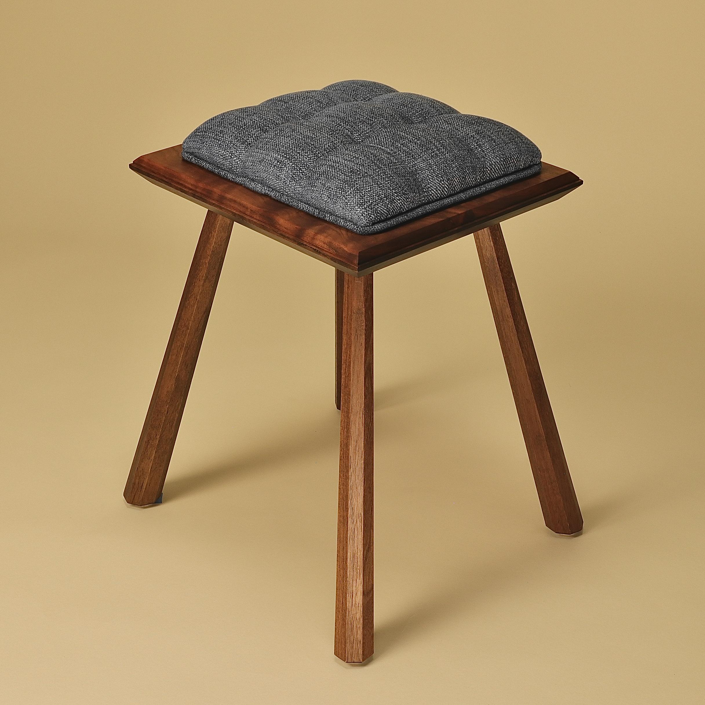 Arts and Crafts Pillow Top Stool in Walnut & Ebonized Oak  For Sale
