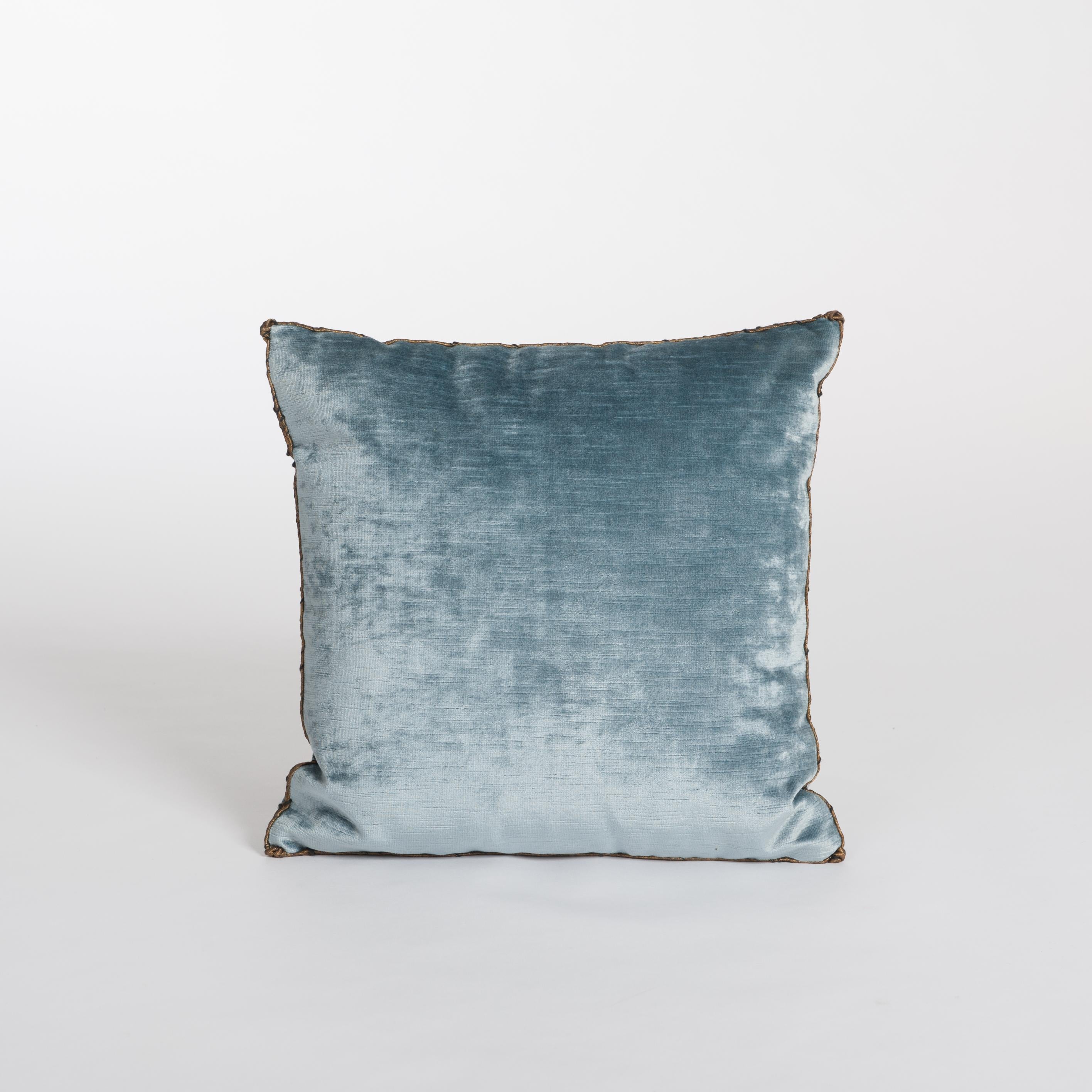 french blue velvet pillows