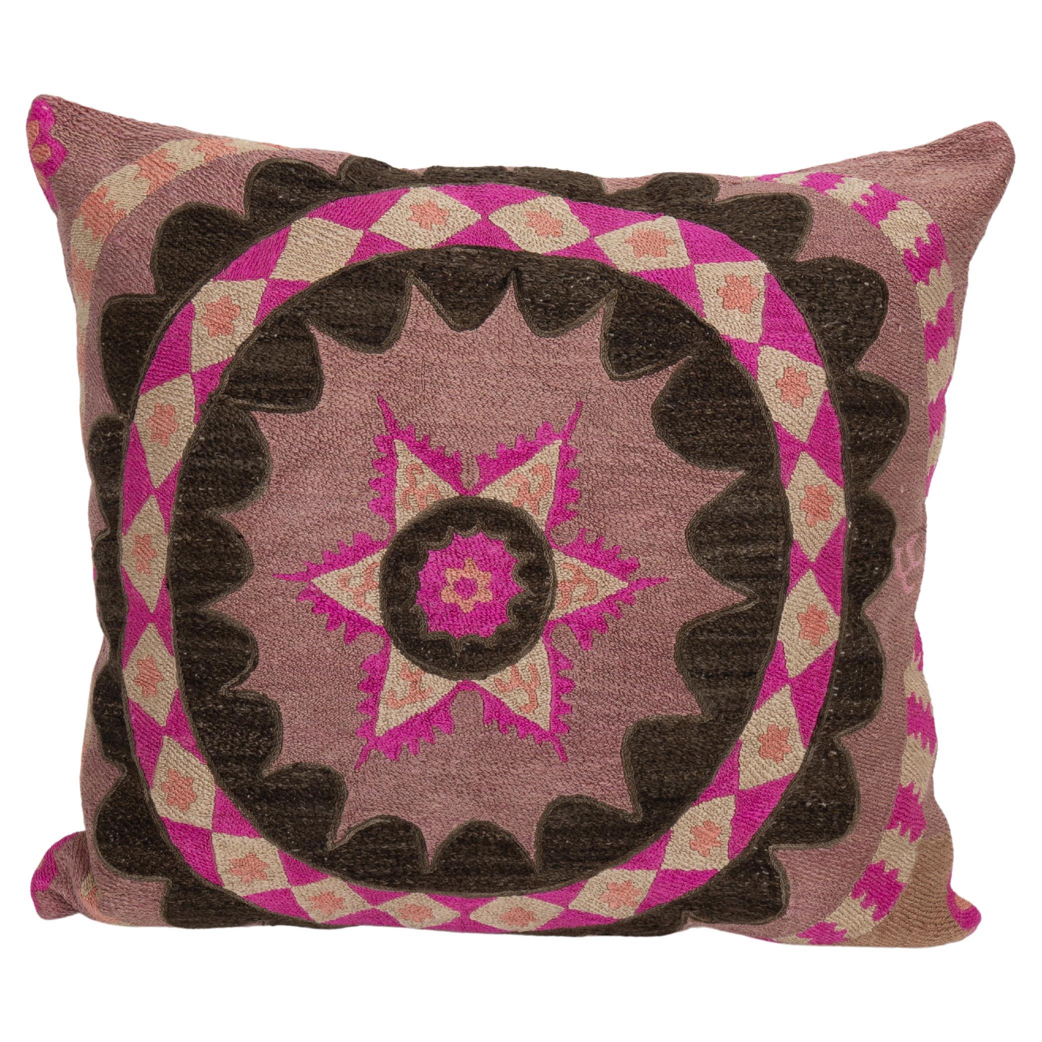Pillowcase Made from a 1930s Densely Embroidered Tashkent Suzani, Uzbekistan