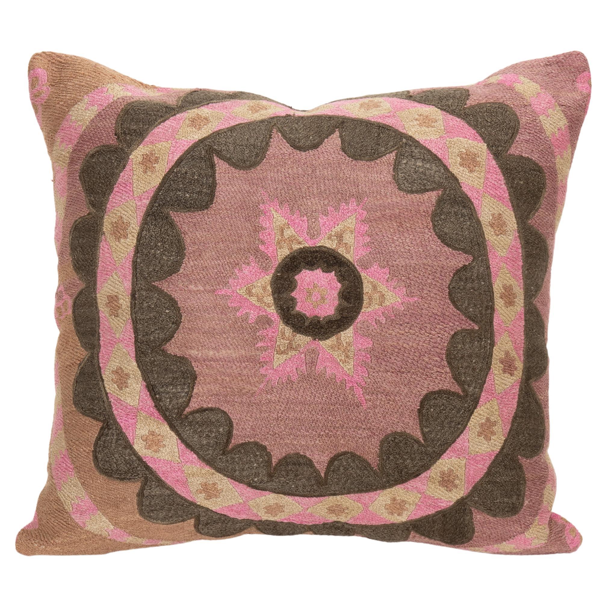 Pillowcase Made from a 1930s Densely Embroidered Tashkent Suzani, Uzbekistan