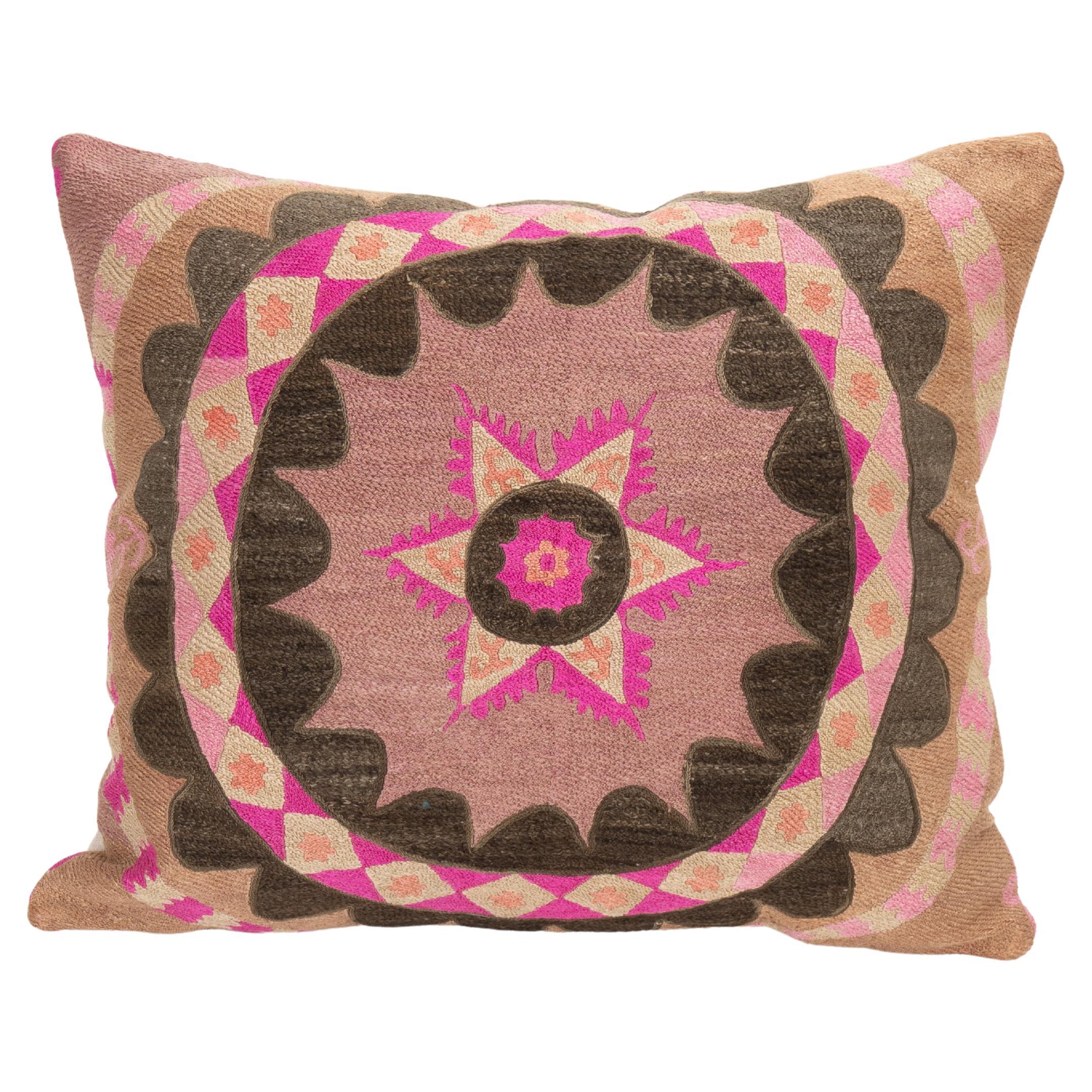 Pillowcase Made from a 1930s Densely Embroidered Tashkent Suzani, Uzbekistan