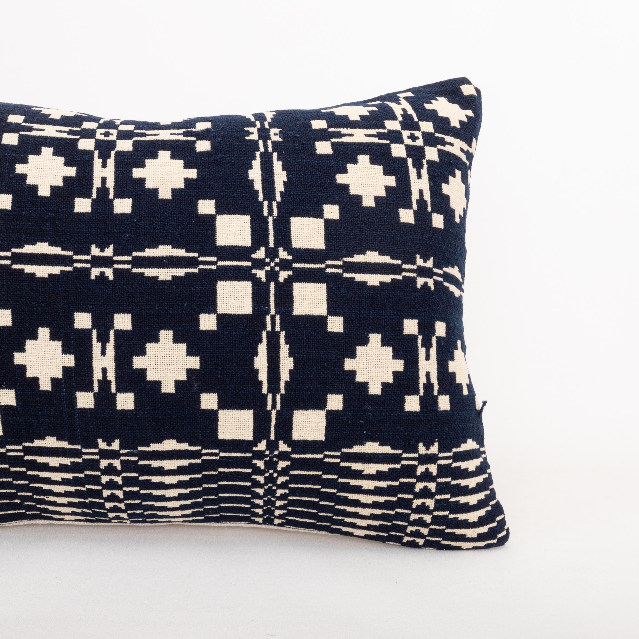 Woven Pillowcase Made from a 19th C. American Linen Coverlet For Sale