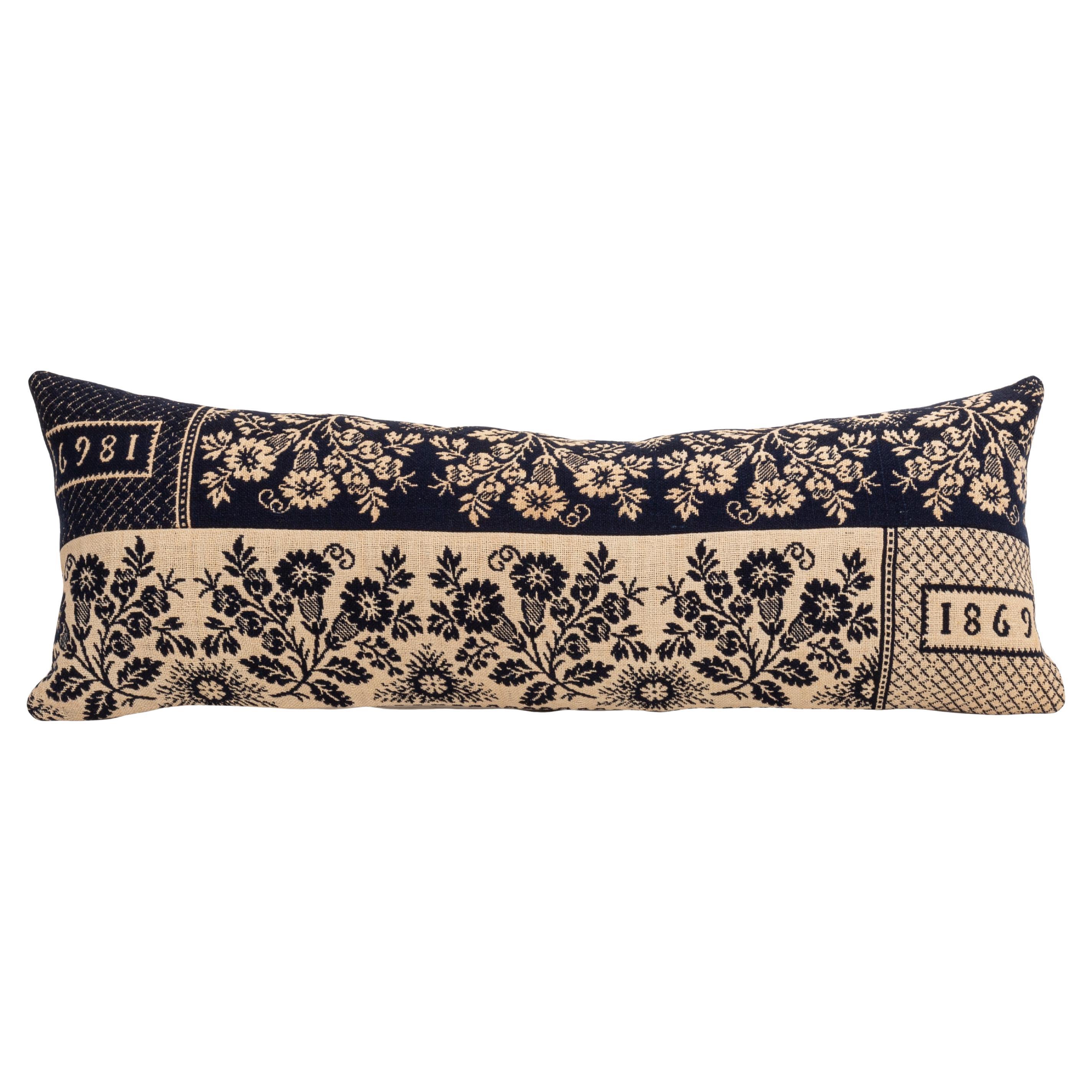 Funda de almohada hecha a partir de una colcha de lino americana del siglo XIX en venta