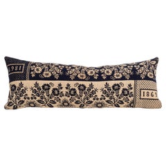 Antique Pillowcase Made from a 19th C. American Linen Coverlet