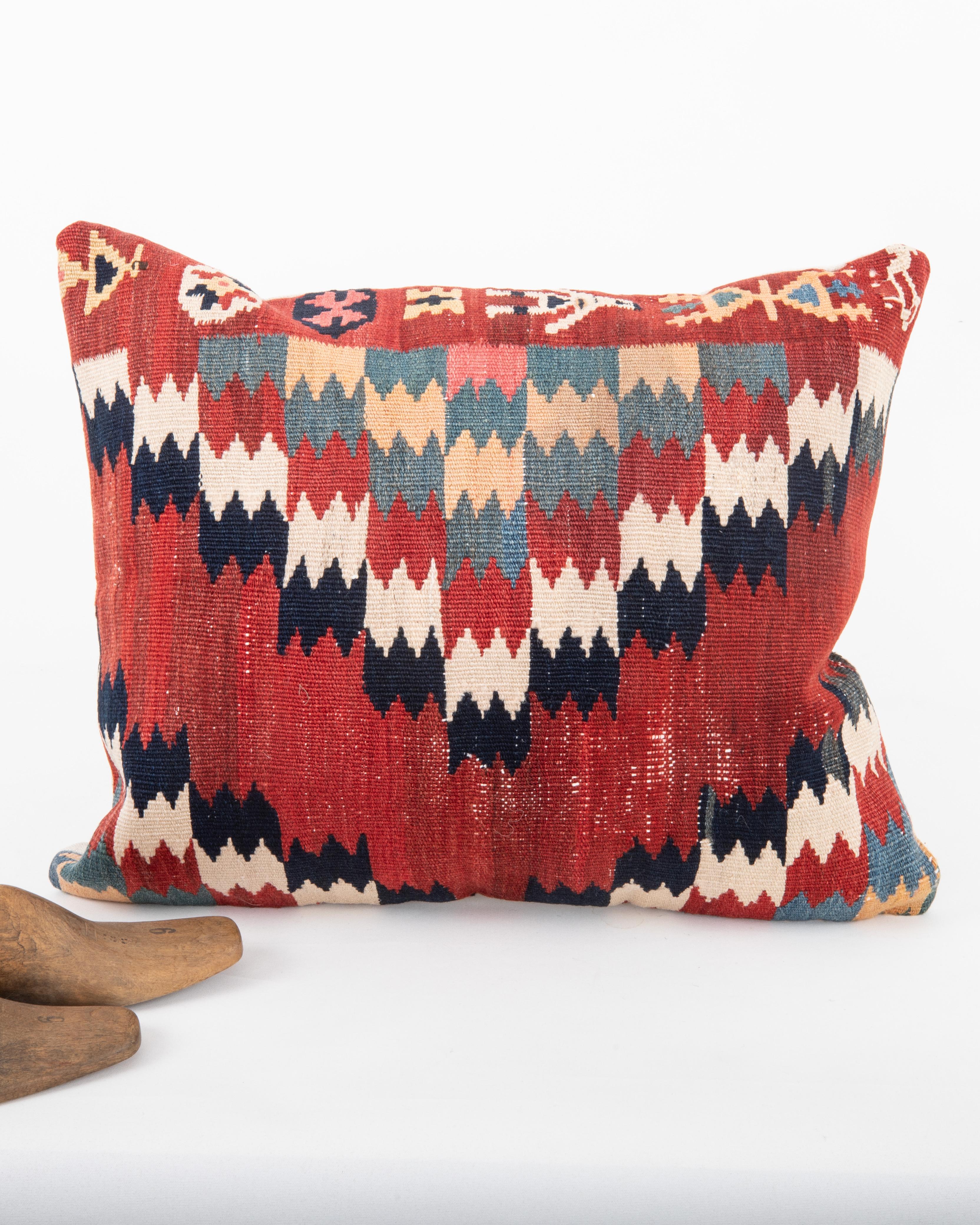 Pillowcase Made from a 19th C. Kilim. Azarbaijan, 19th c. In Fair Condition For Sale In Istanbul, TR