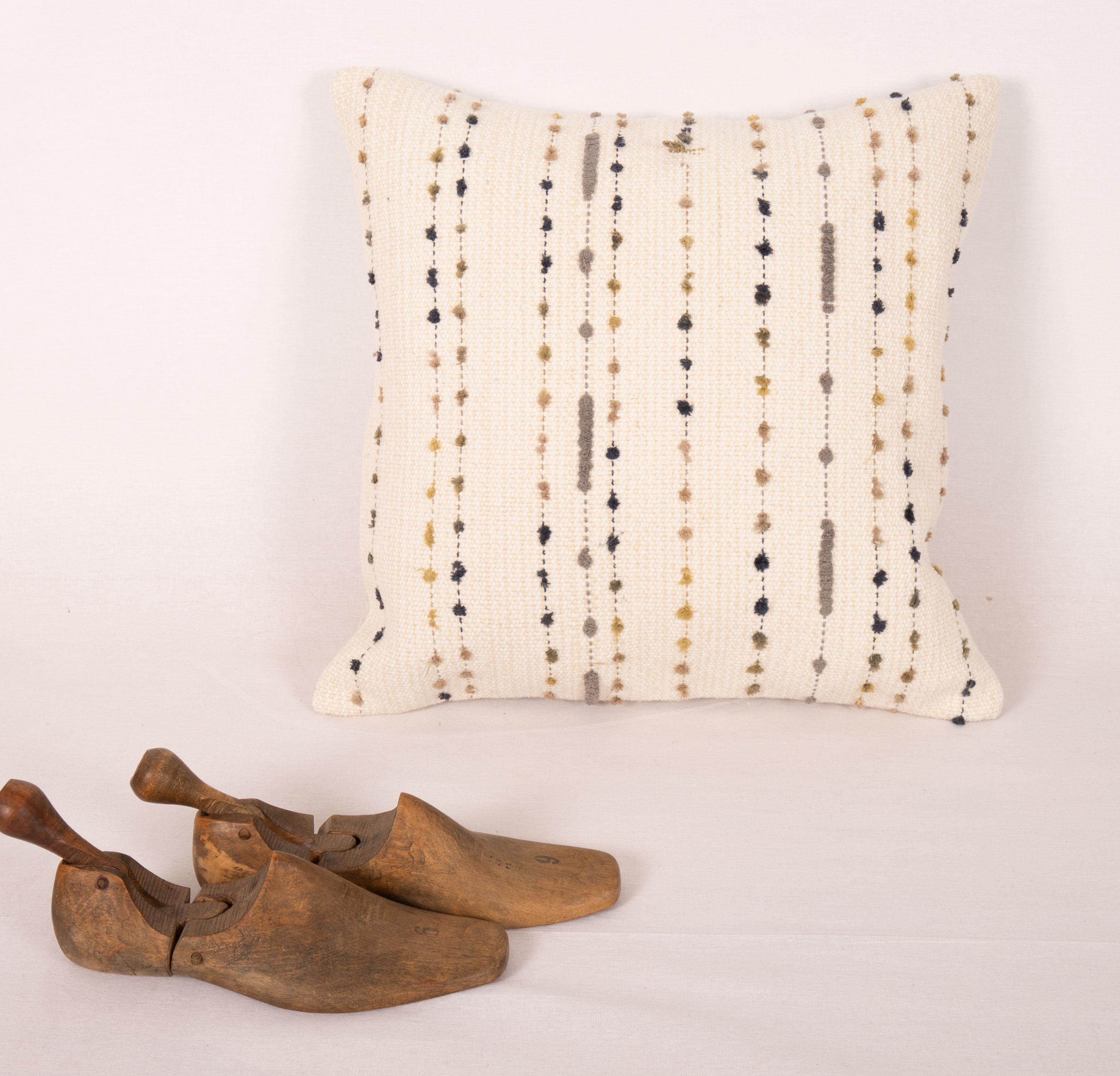 Turkish Pillowcase Made from a Contemporary Cotton Kilim For Sale