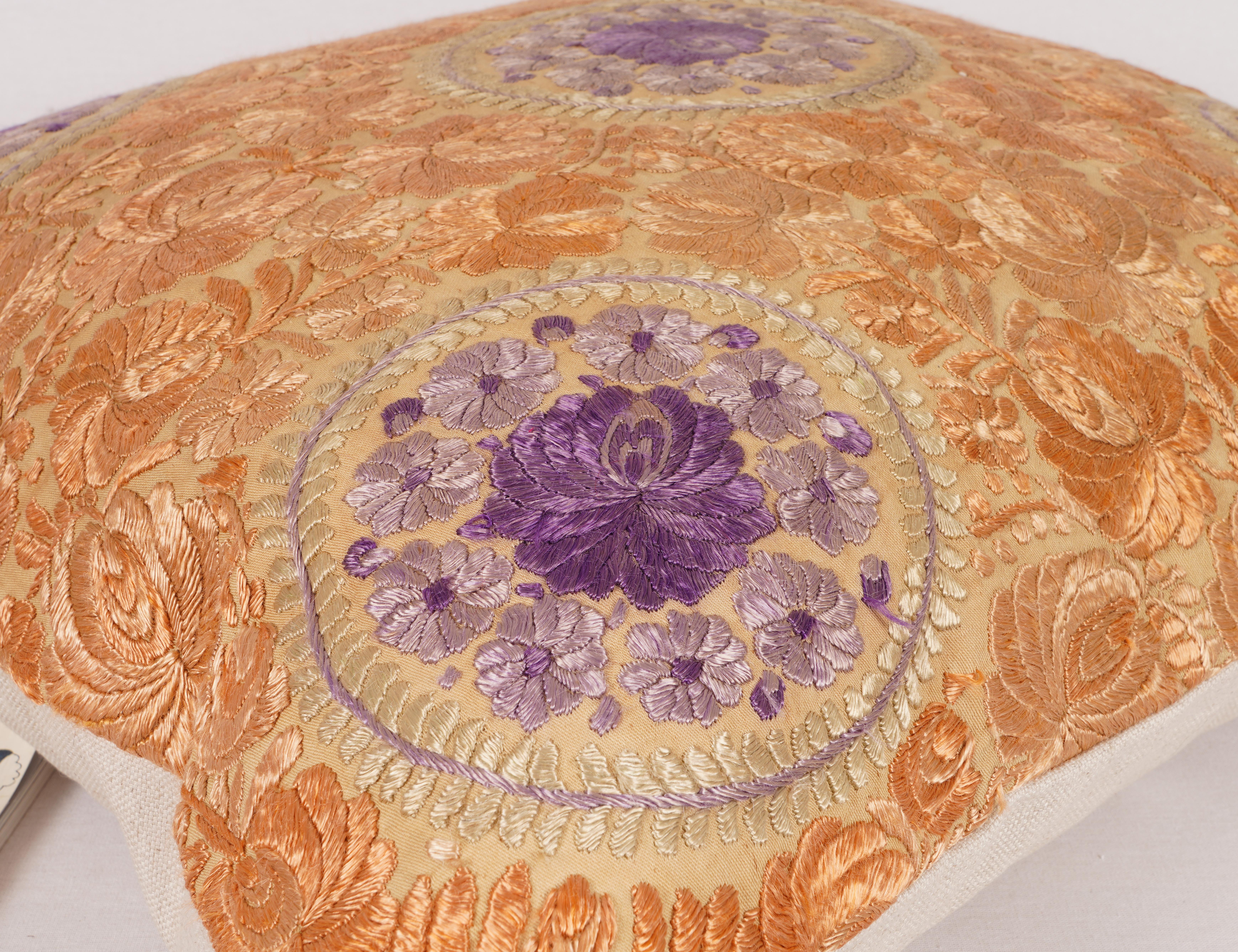 Silk Pillowcase Made from a Matyo Embroidery, Hungary, Early 20th C. For Sale