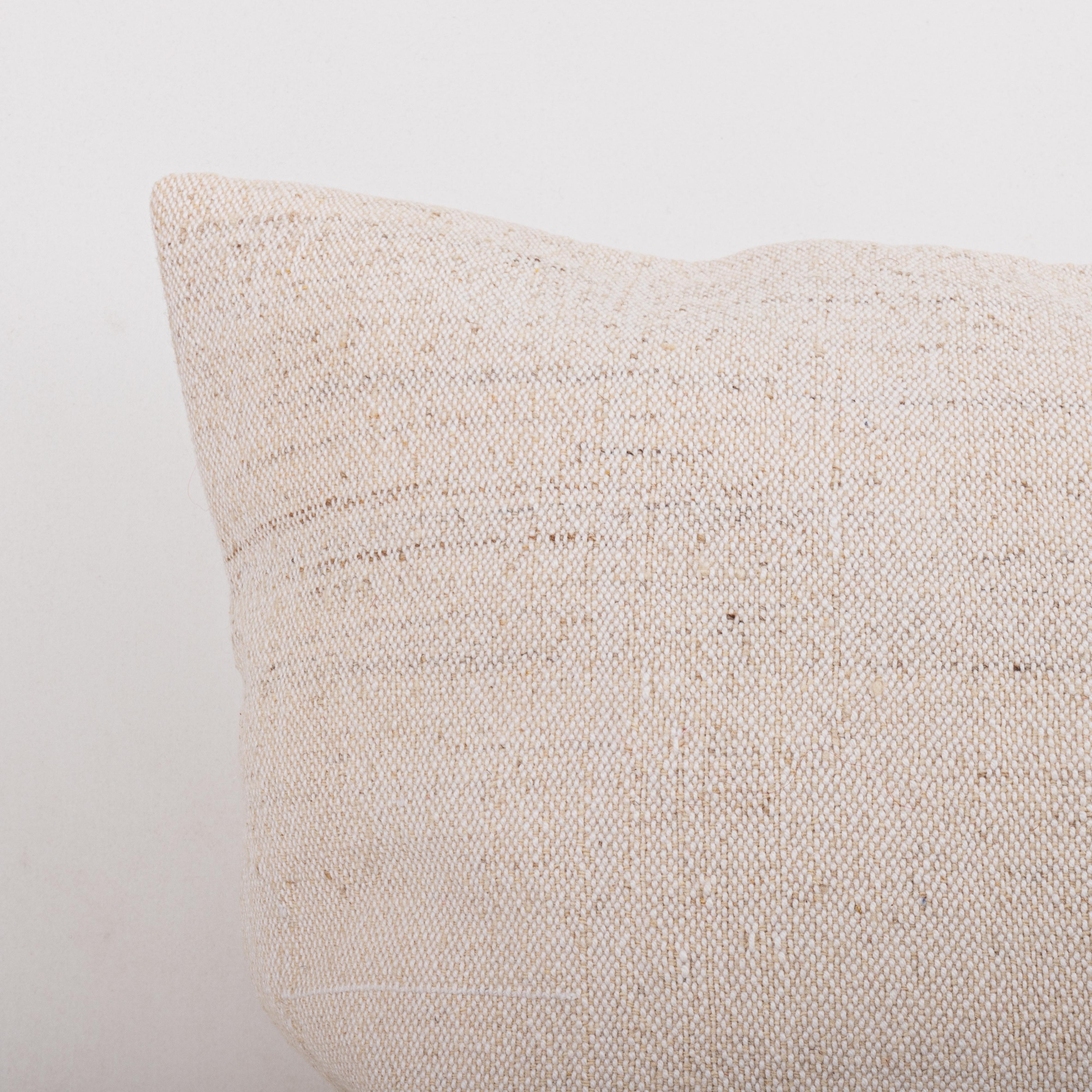 Hand-Woven Pillowcase Made from a Mid 20th C. Anatolian , Turkish Neutral Kilim For Sale