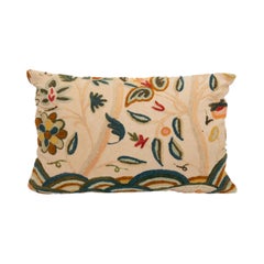 Pillowcase made from a Mid 20th C. English Crewel work embroidery