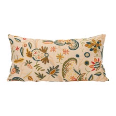Pillowcase  made from a  Mid 20th C. English Crewel work embroidery