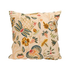 Pillowcase  made from a  Mid 20th C. English Crewel work embroidery