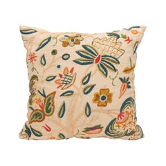 Pillowcase  made from a  Mid 20th C. English Crewel work embroidery