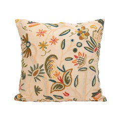 Pillowcase  made from a  Mid 20th C. English Crewel work embroidery
