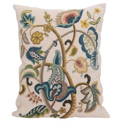 Pillowcase  made from a  Mid 20th C. English Crewel work embroidery