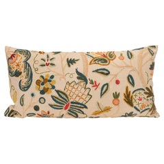 Pillowcase  made from a  Mid 20th C. English Crewel work embroidery
