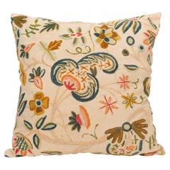 Pillowcase  made from a  Mid 20th C. English Crewel work embroidery