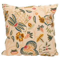 Pillowcase  made from a  Mid 20th C. English Crewel work embroidery