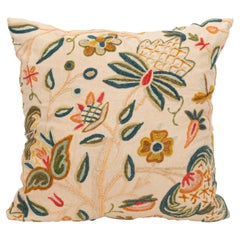 Pillowcase  made from a  Mid 20th C. English Crewel work embroidery