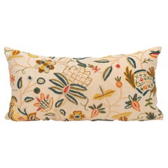 Pillowcase  made from a  Mid 20th C. English Crewel work embroidery