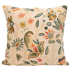 Pillowcase  made from a  Mid 20th C. English Crewel work embroidery