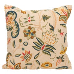 Pillowcase  made from a  Mid 20th C. English Crewel work embroidery