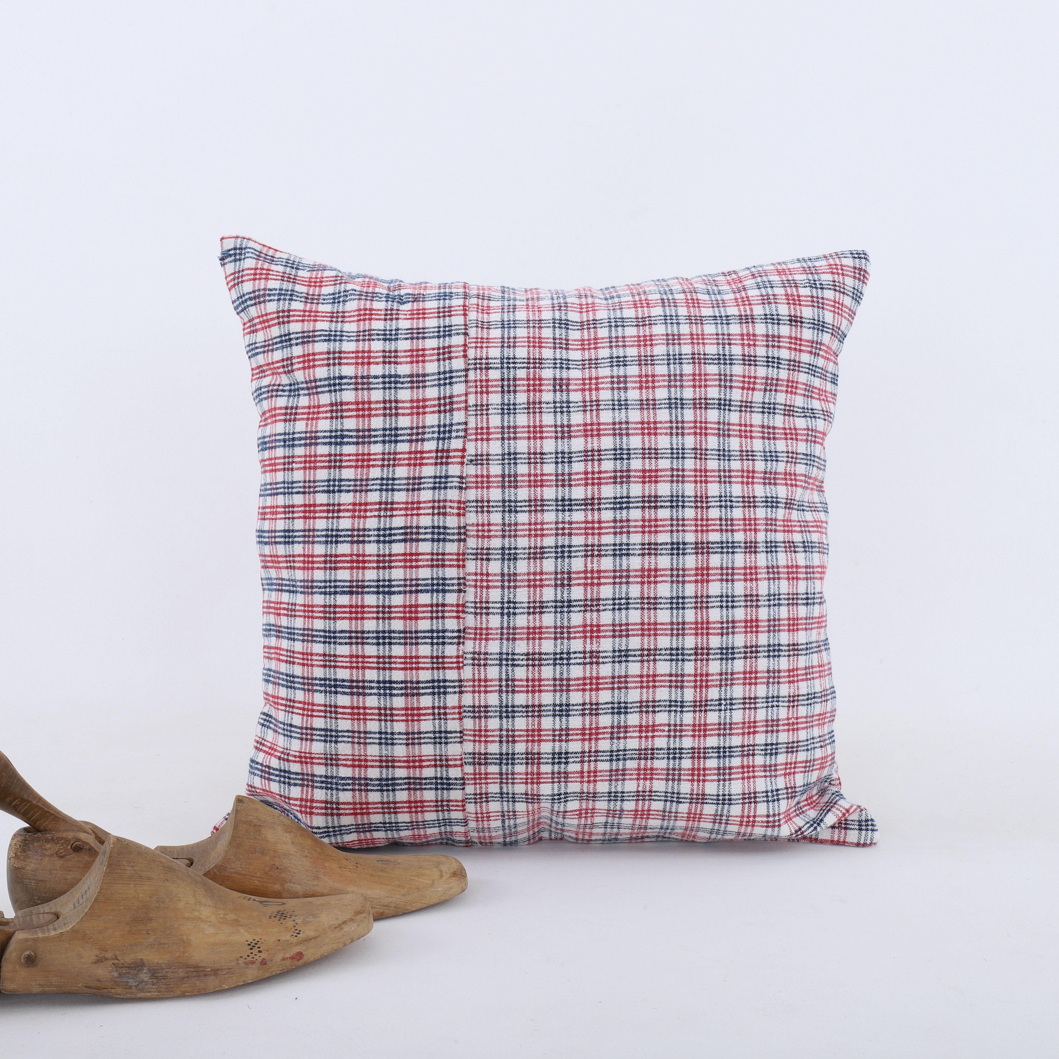 Hand-Woven Pillowcase Made from a Rustic Vintage Anatolian Cotton Weaving For Sale