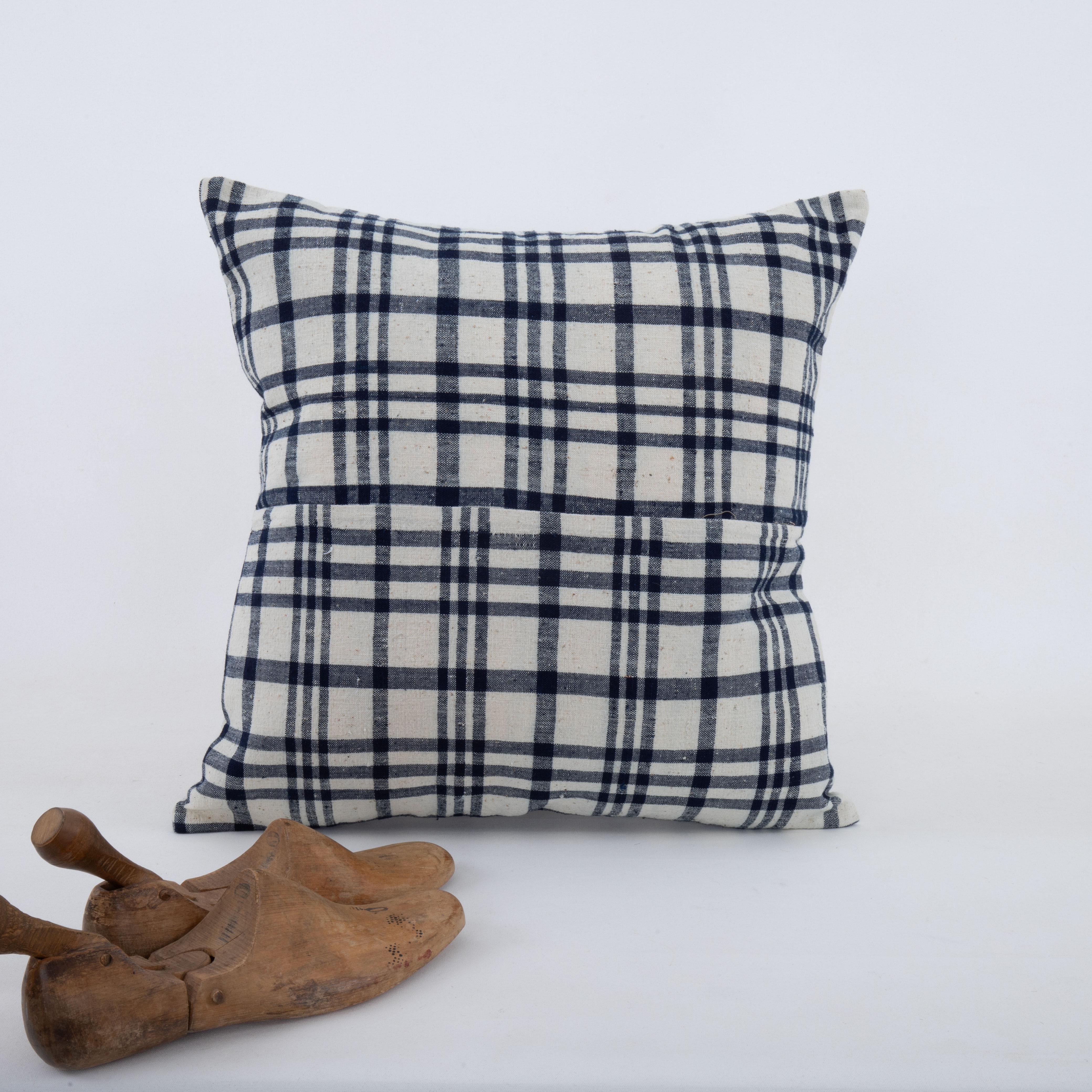 Folk Art Pillowcase Made from a Rustic Vintage Anatolian Cotton Weaving For Sale