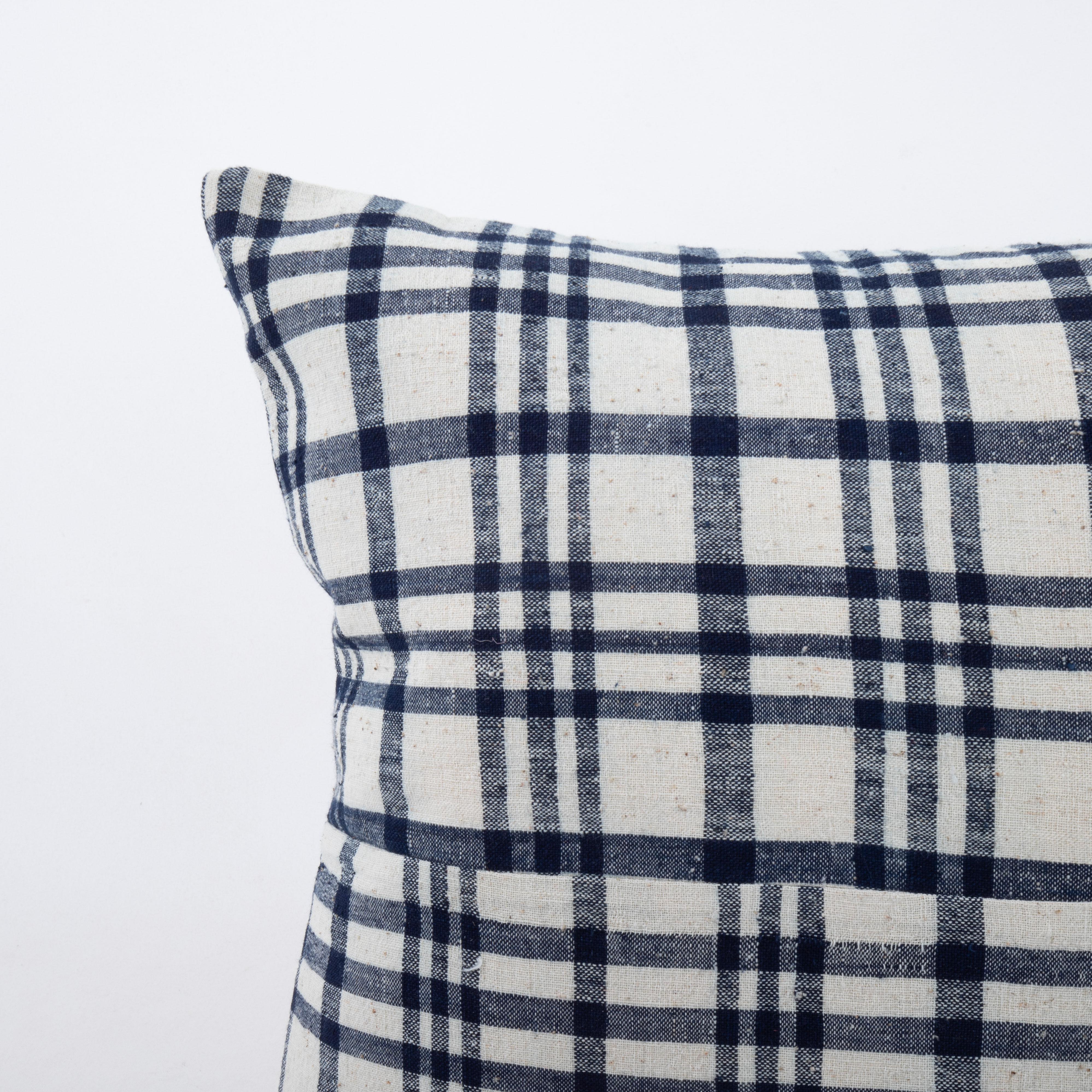 Turkish Pillowcase Made from a Rustic Vintage Anatolian Cotton Weaving For Sale