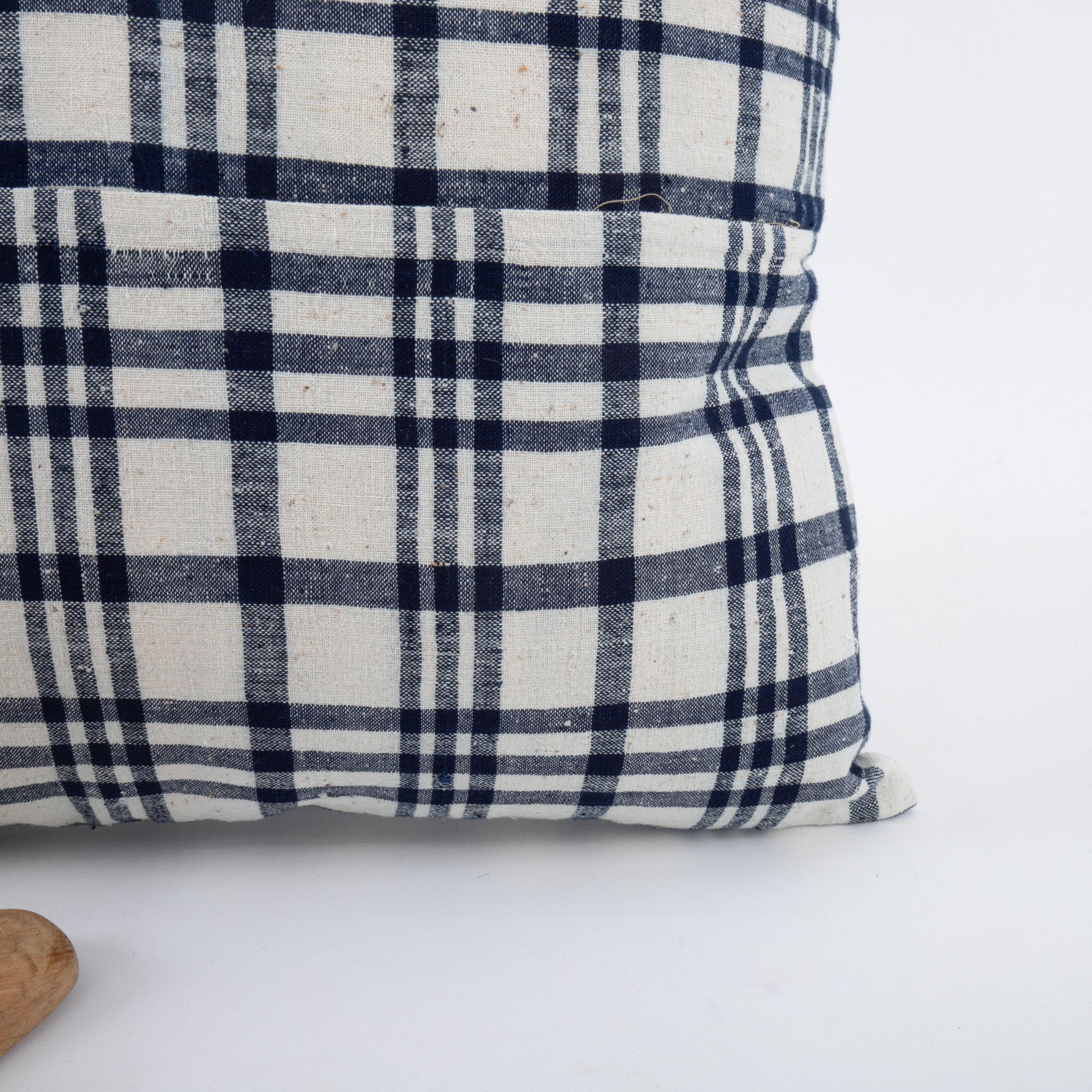 Hand-Woven Pillowcase Made from a Rustic Vintage Anatolian Cotton Weaving For Sale