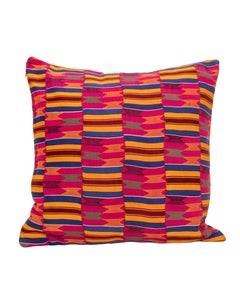 Pillowcase Made from a Vintage Cotton Kente Cloth, Ghana