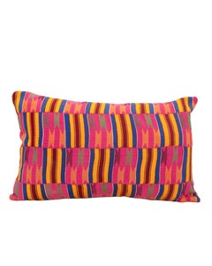 Pillowcase Made from a Vintage Cotton Kente Cloth, Ghana