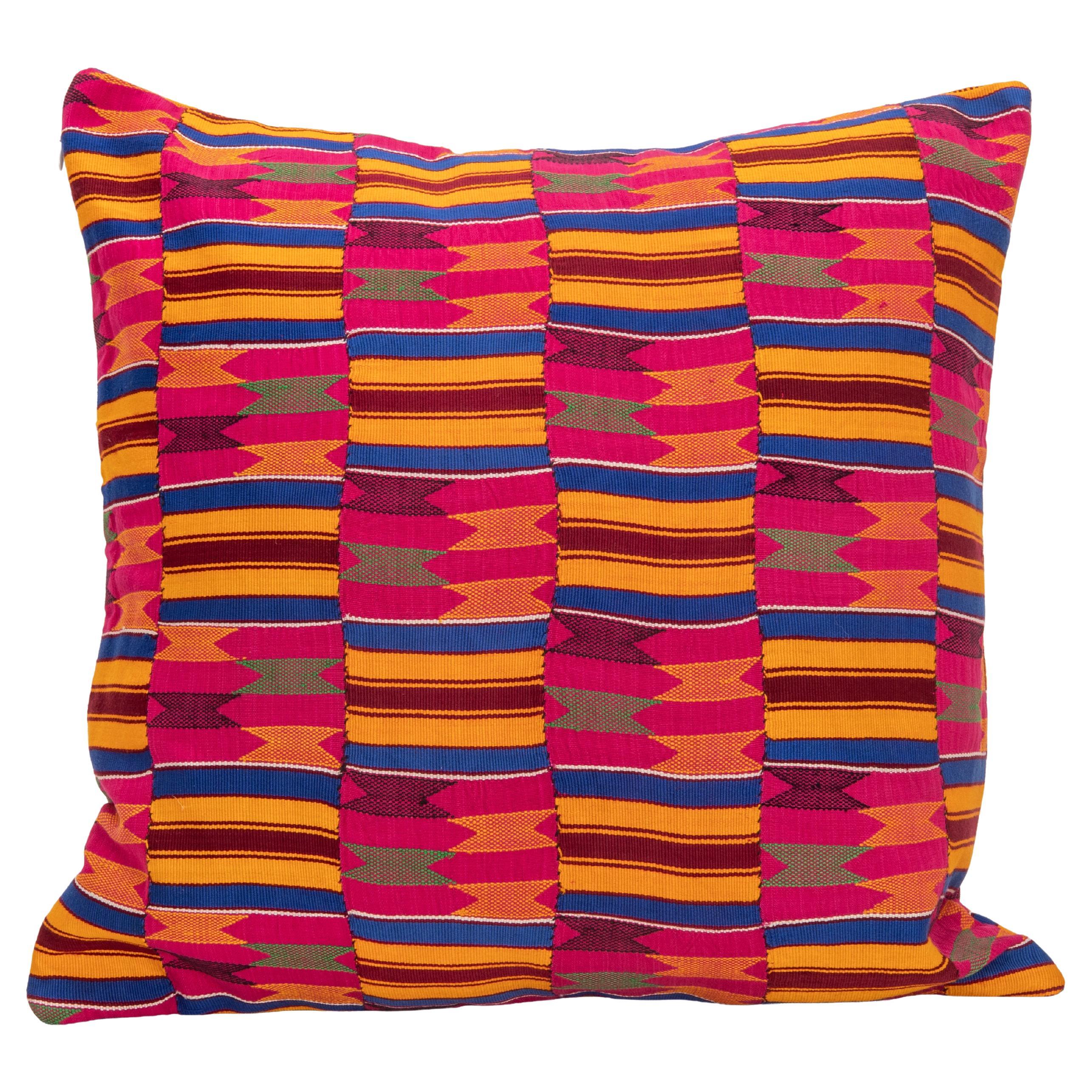 Pillowcase Made from a Vintage Cotton Kente Cloth, Ghana