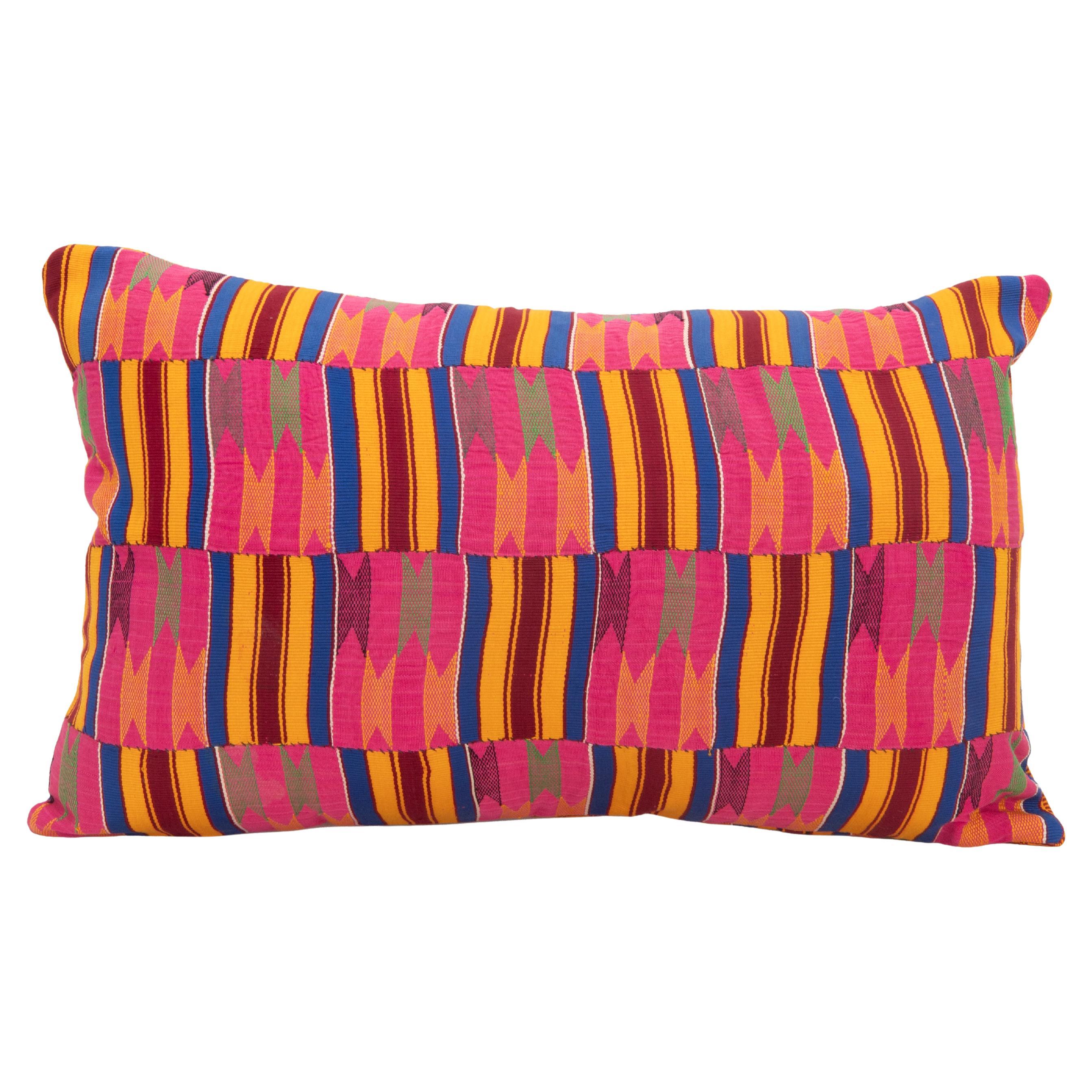 Pillowcase Made from a Vintage Cotton Kente Cloth, Ghana