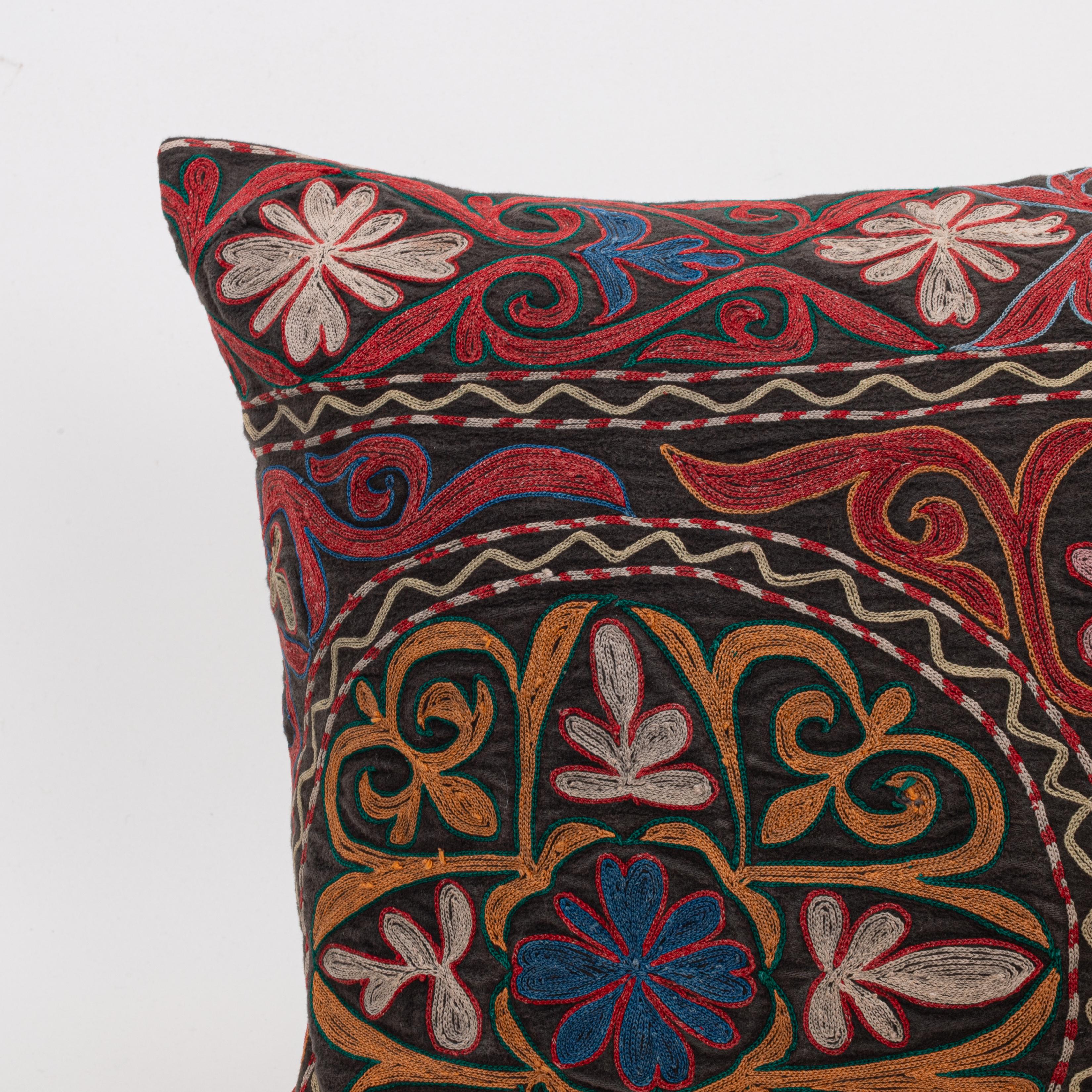 Suzani Pillowcase Made from a Vintage Kazakh Tush Kyiz Embroidery For Sale