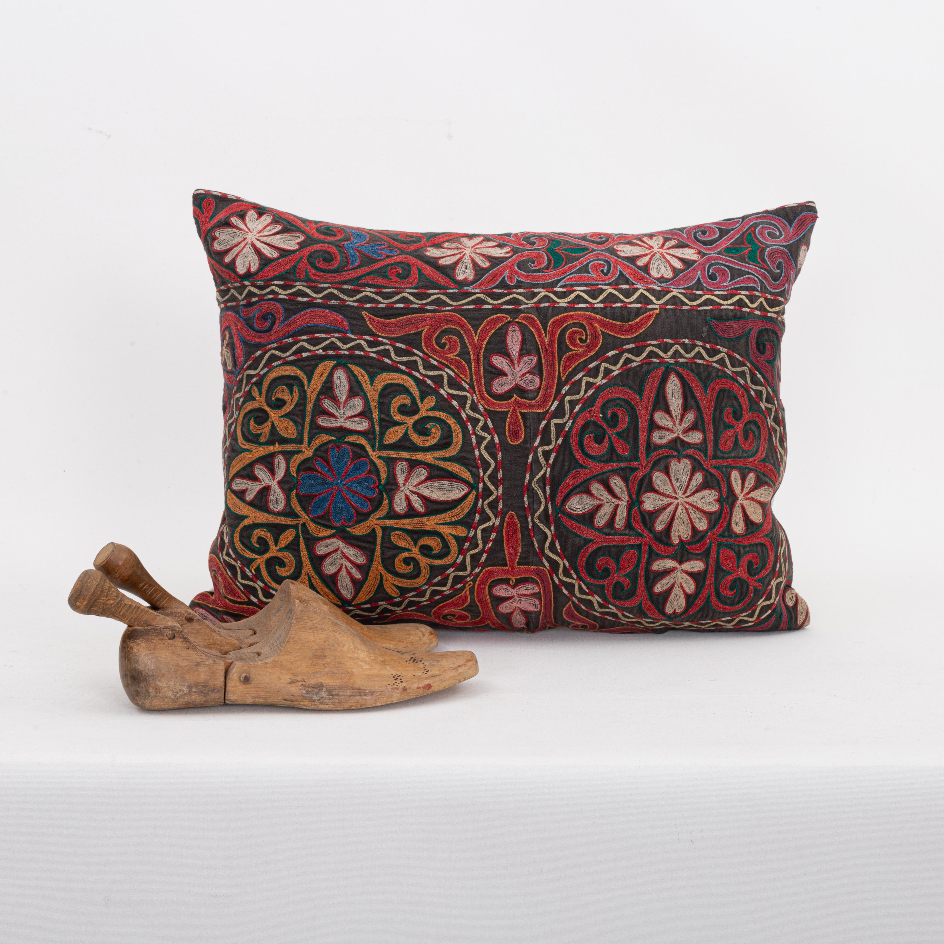 Embroidered Pillowcase Made from a Vintage Kazakh Tush Kyiz Embroidery For Sale