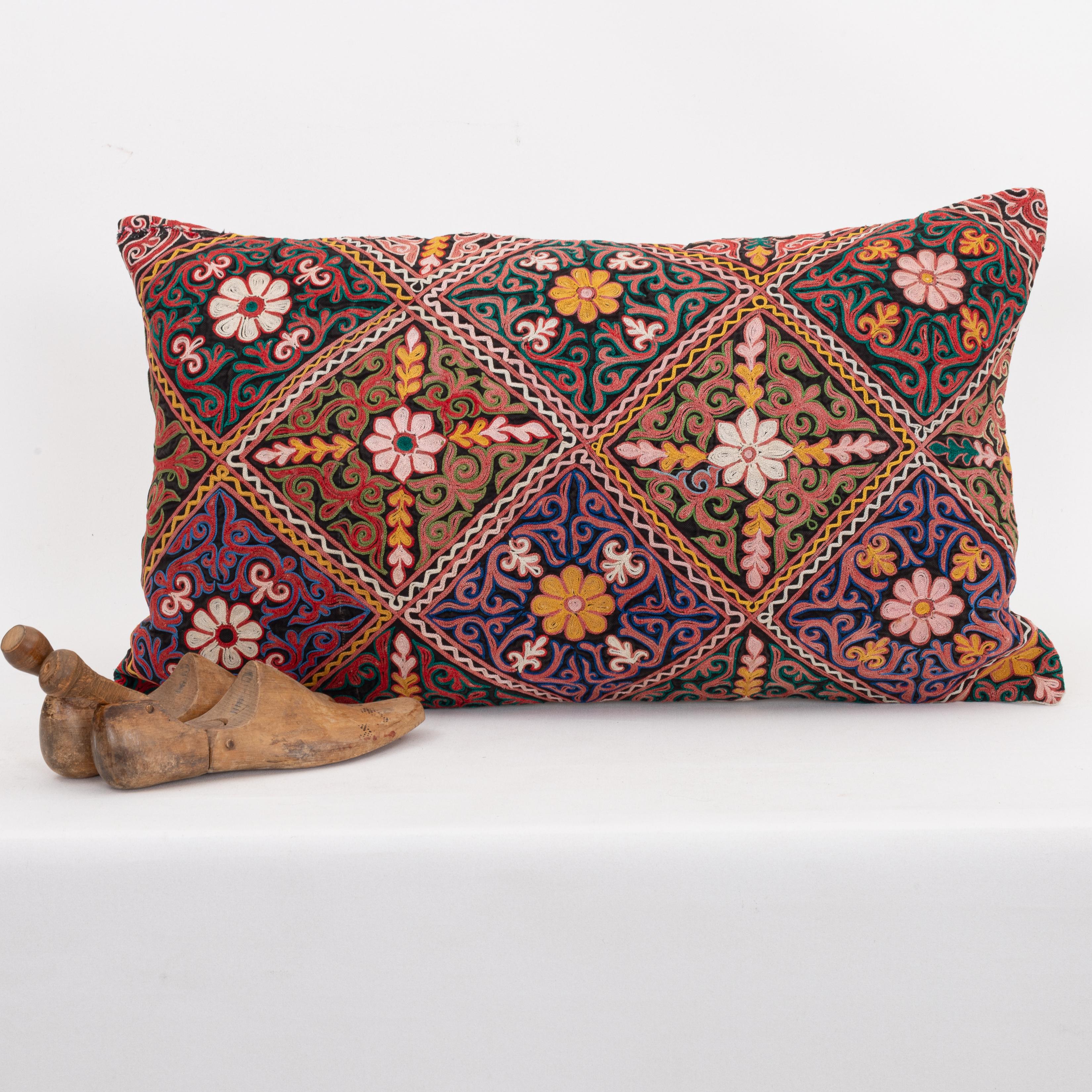 Embroidered Pillowcase Made from a Vintage Kazakh Tush Kyiz Embroidery For Sale