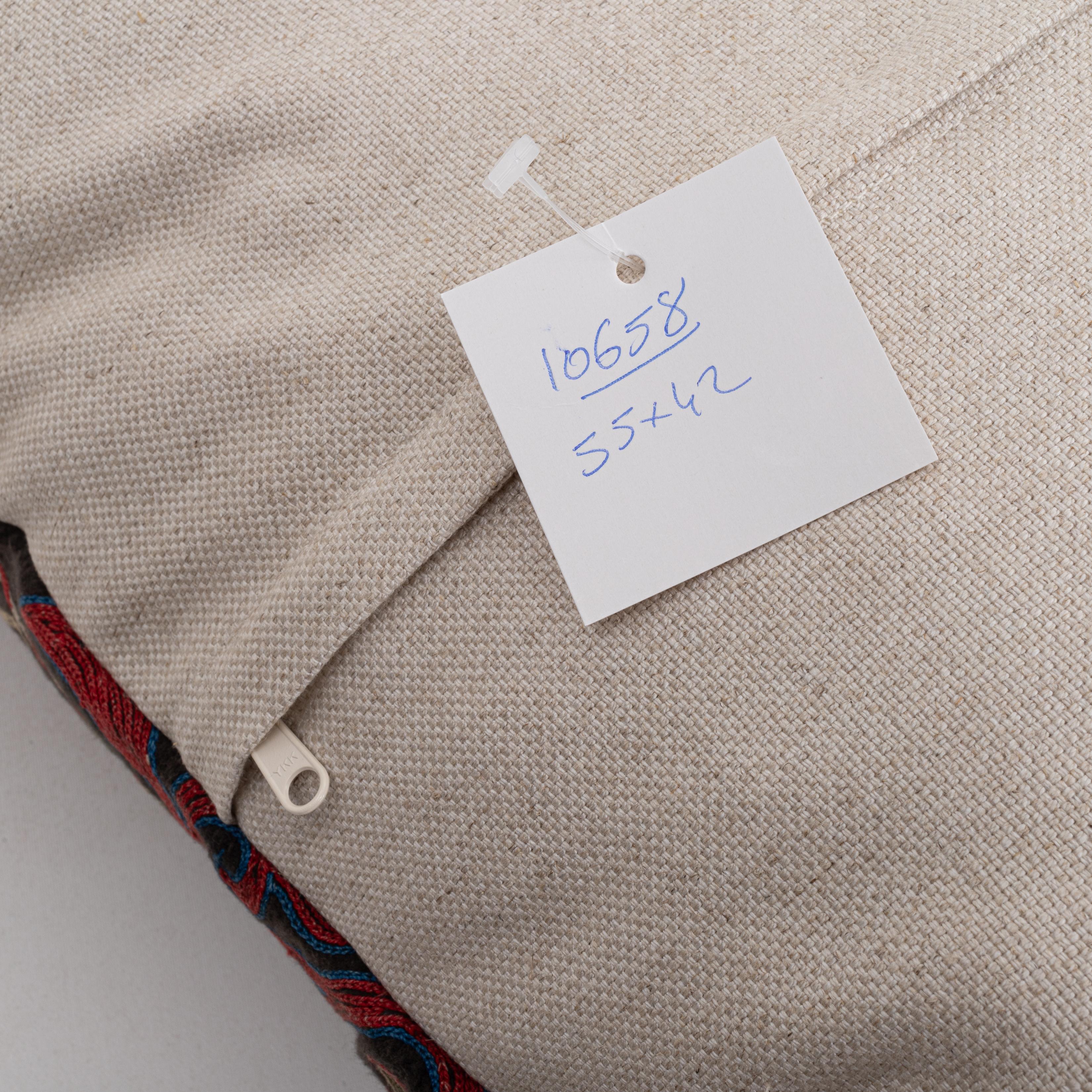 Cotton Pillowcase Made from a Vintage Kazakh Tush Kyiz Embroidery For Sale