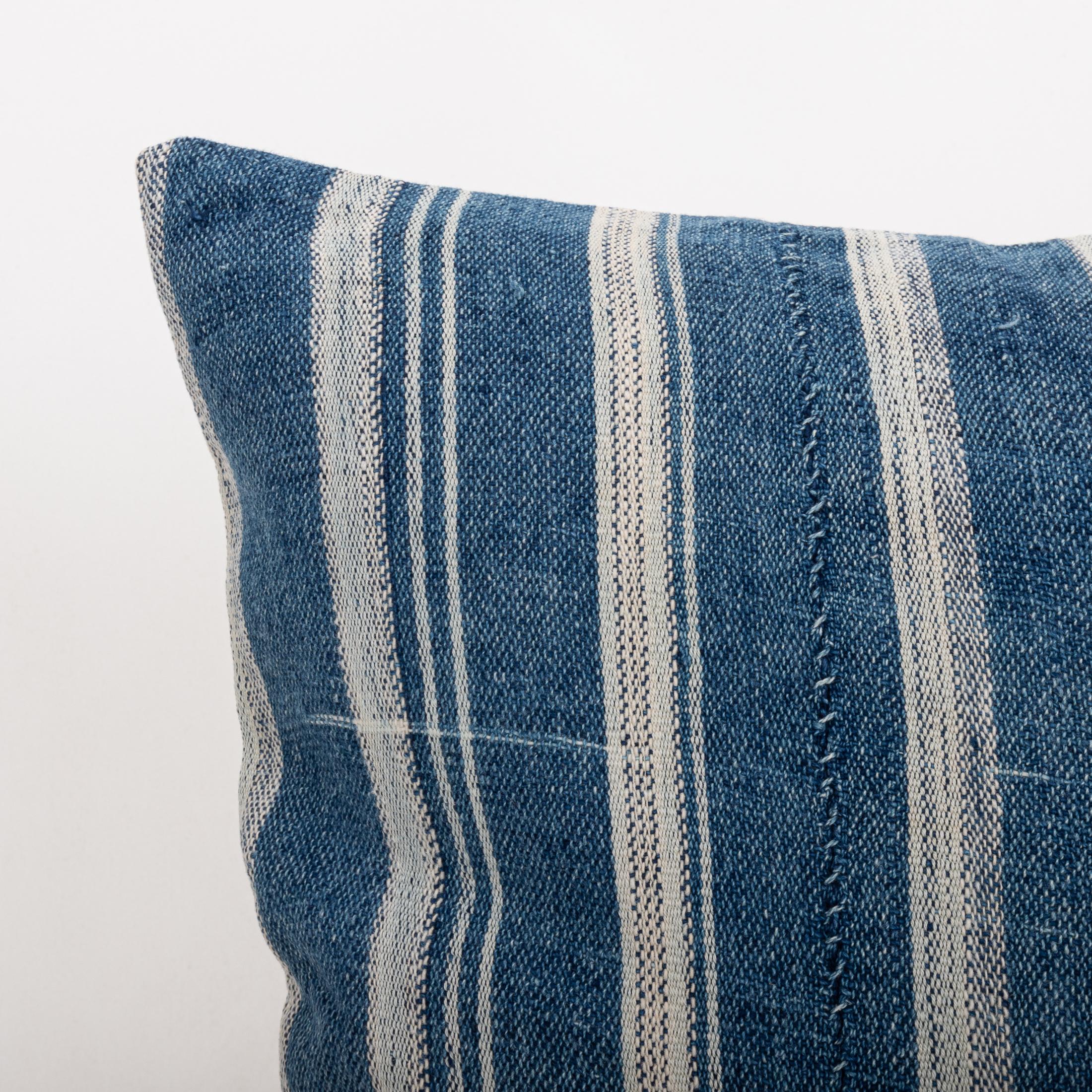 Tribal Pillowcase Made from a Vintage Mali Indigo Cloth
