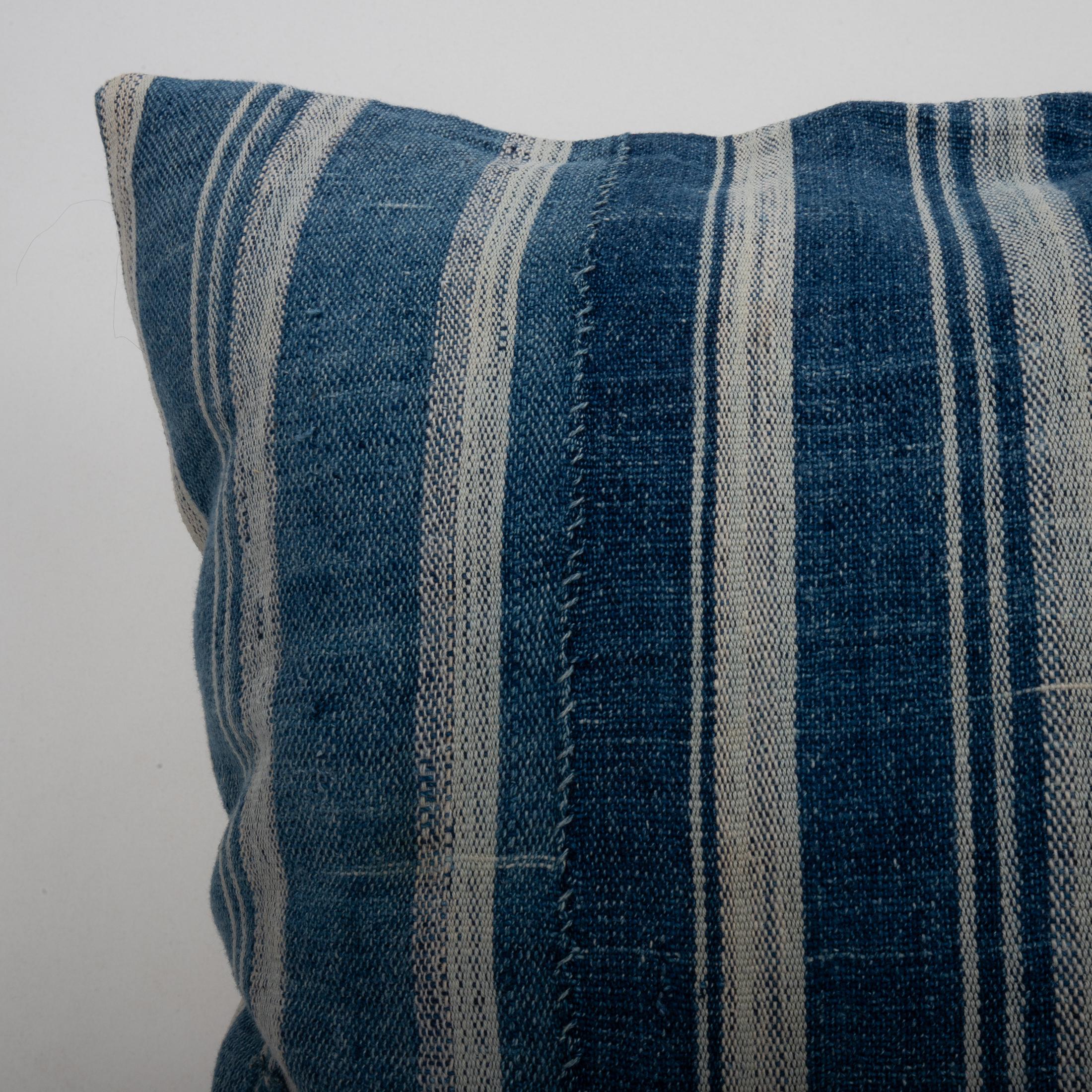Tribal Pillowcase Made from a Vintage Mali Indigo Cloth