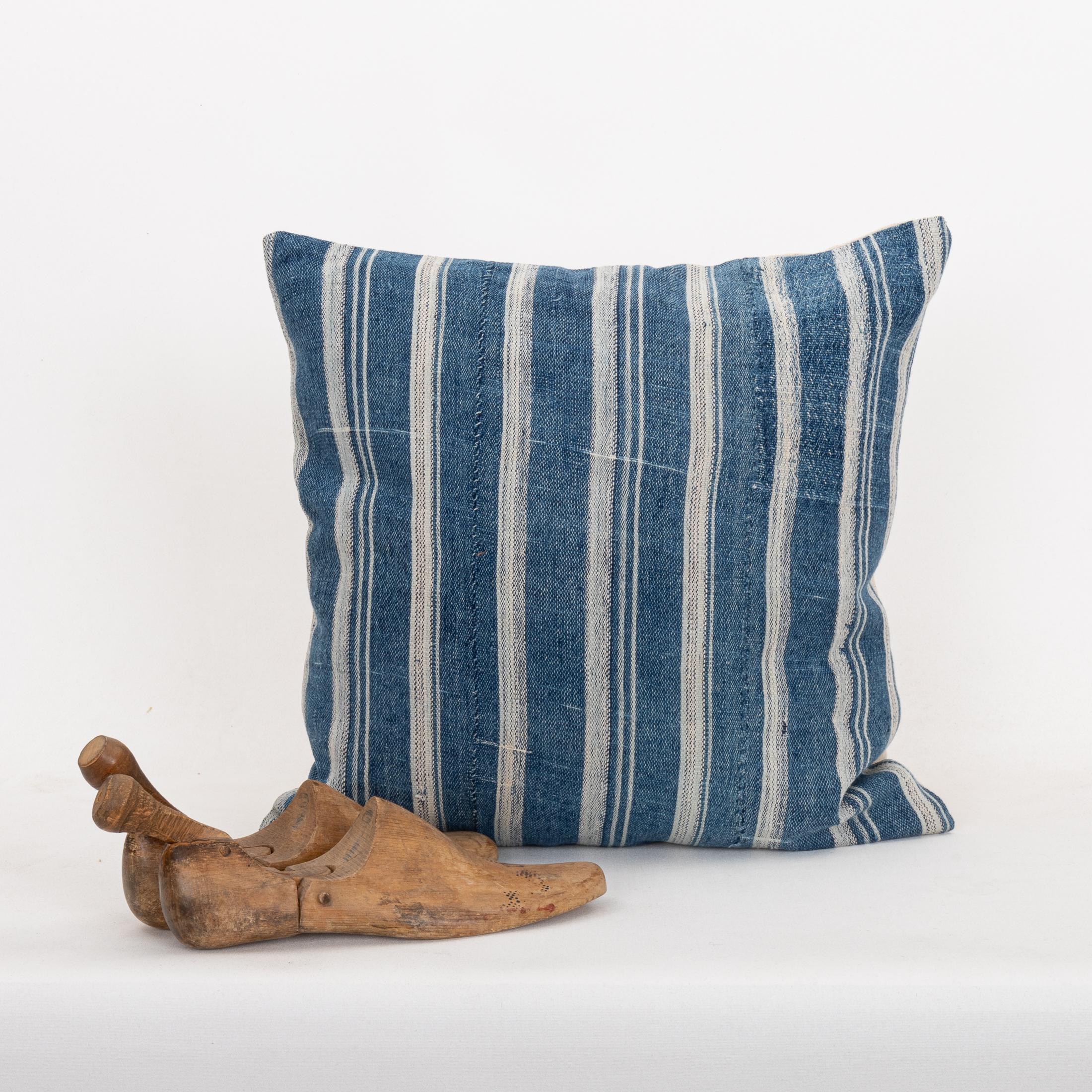 Batik Pillowcase Made from a Vintage Mali Indigo Cloth
